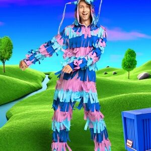 Unisex, Tipsy Elves Blue and Pink Fringe Maxi Skirt